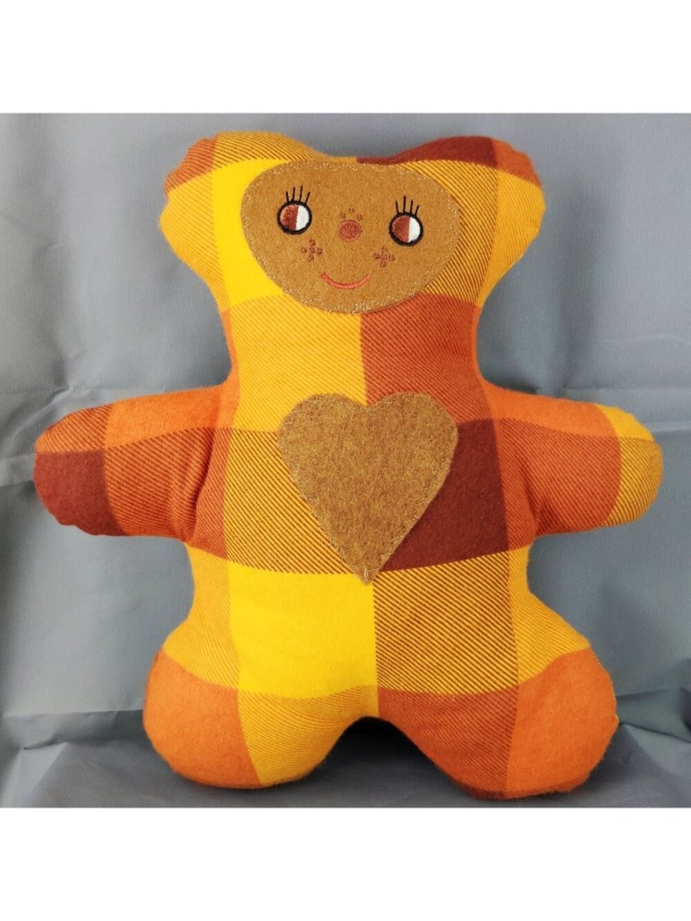 Handmade Primitive Rag Doll Pillow Buffalo Plaid Folk Art Plush Autumn Harvest D